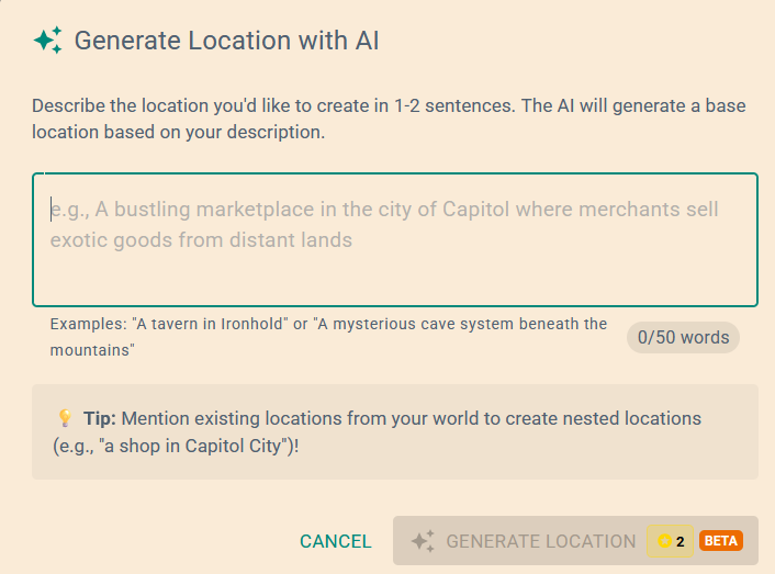 AI Location Generation screenshot 1