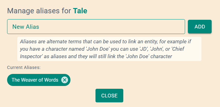 Aliases screenshot 2