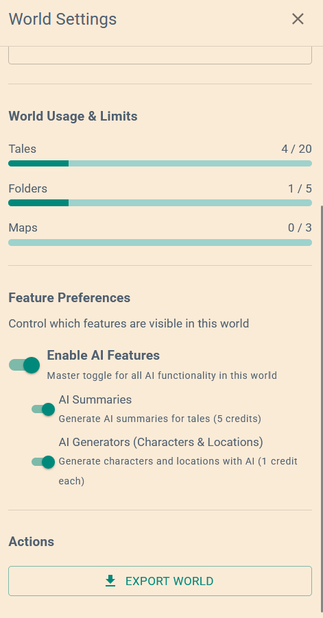 World Settings & AI Controls screenshot 1